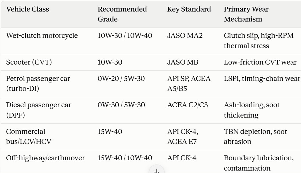 engine oil types